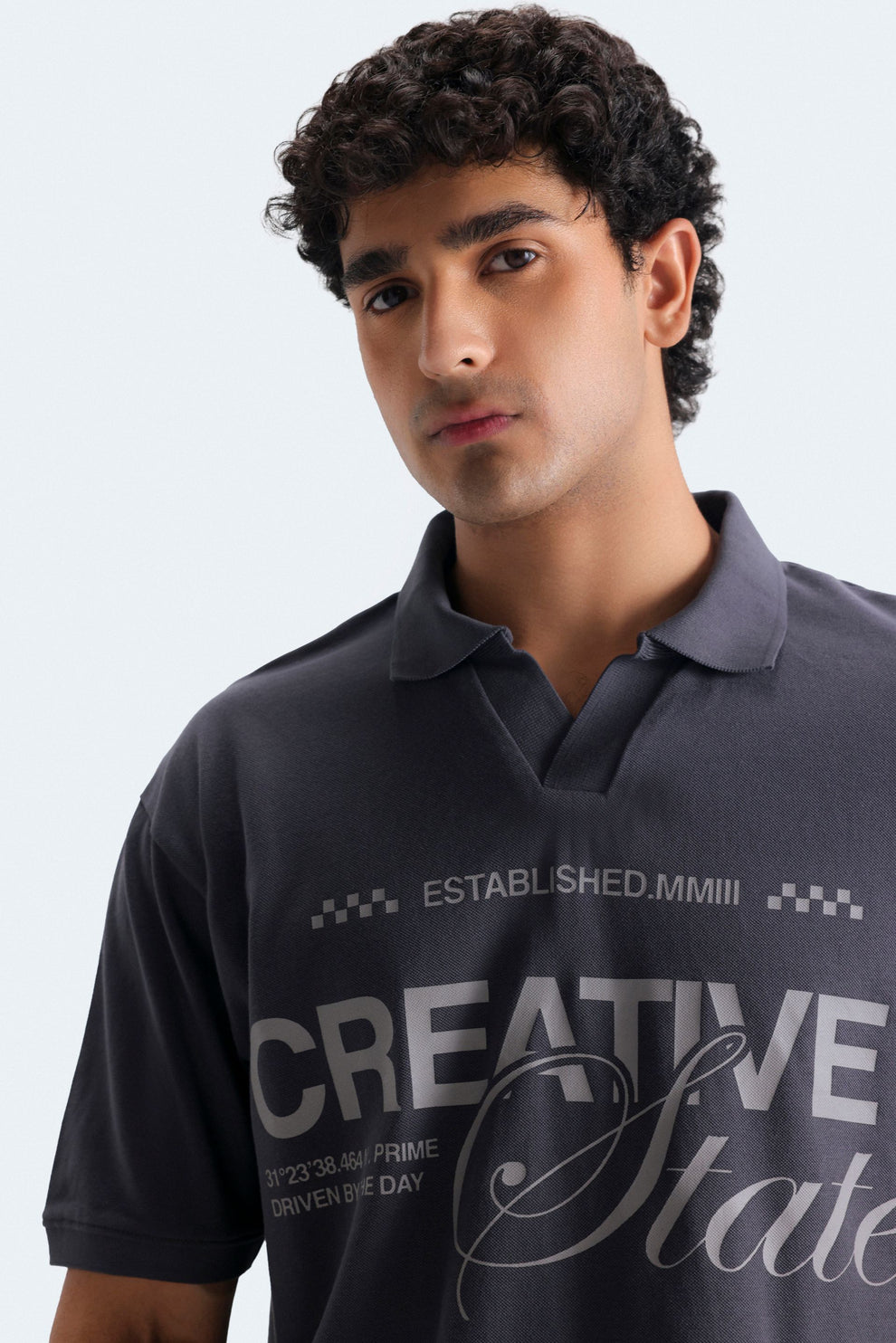 Creative State Oversized Polo Shirt – Premium Men's Streetwear | Charcoal Grey