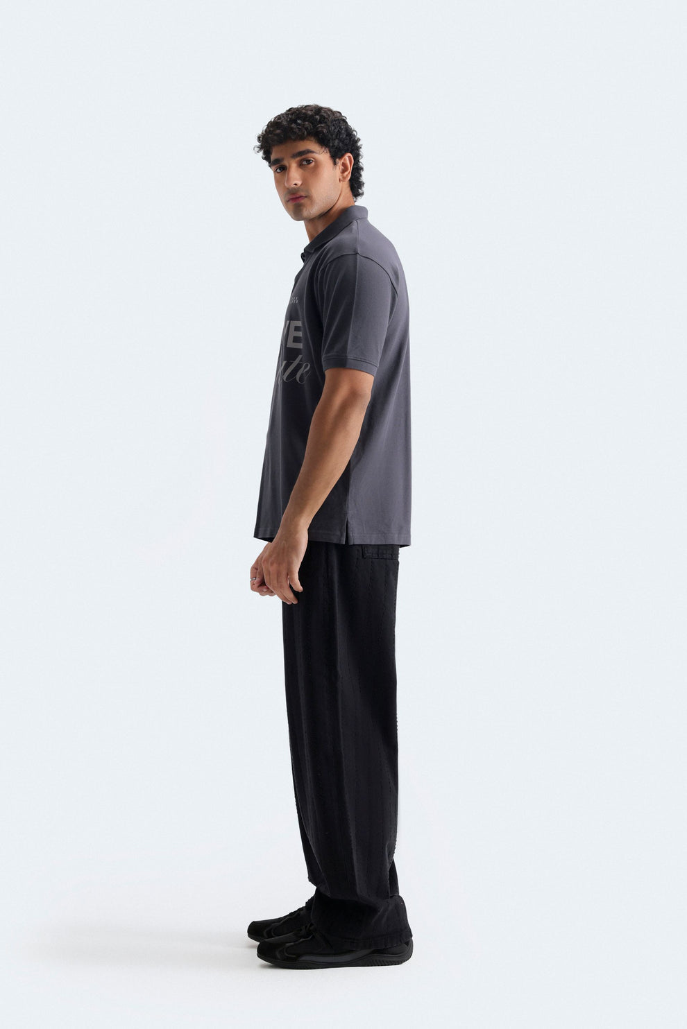 Creative State Oversized Polo Shirt – Premium Men's Streetwear | Charcoal Grey