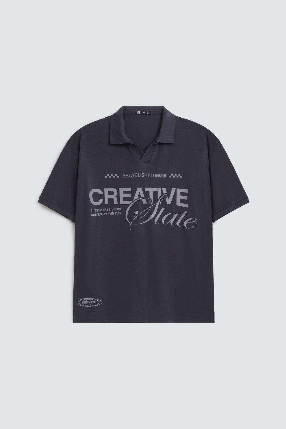 Creative State Oversized Polo Shirt – Premium Men's Streetwear | Charcoal Grey